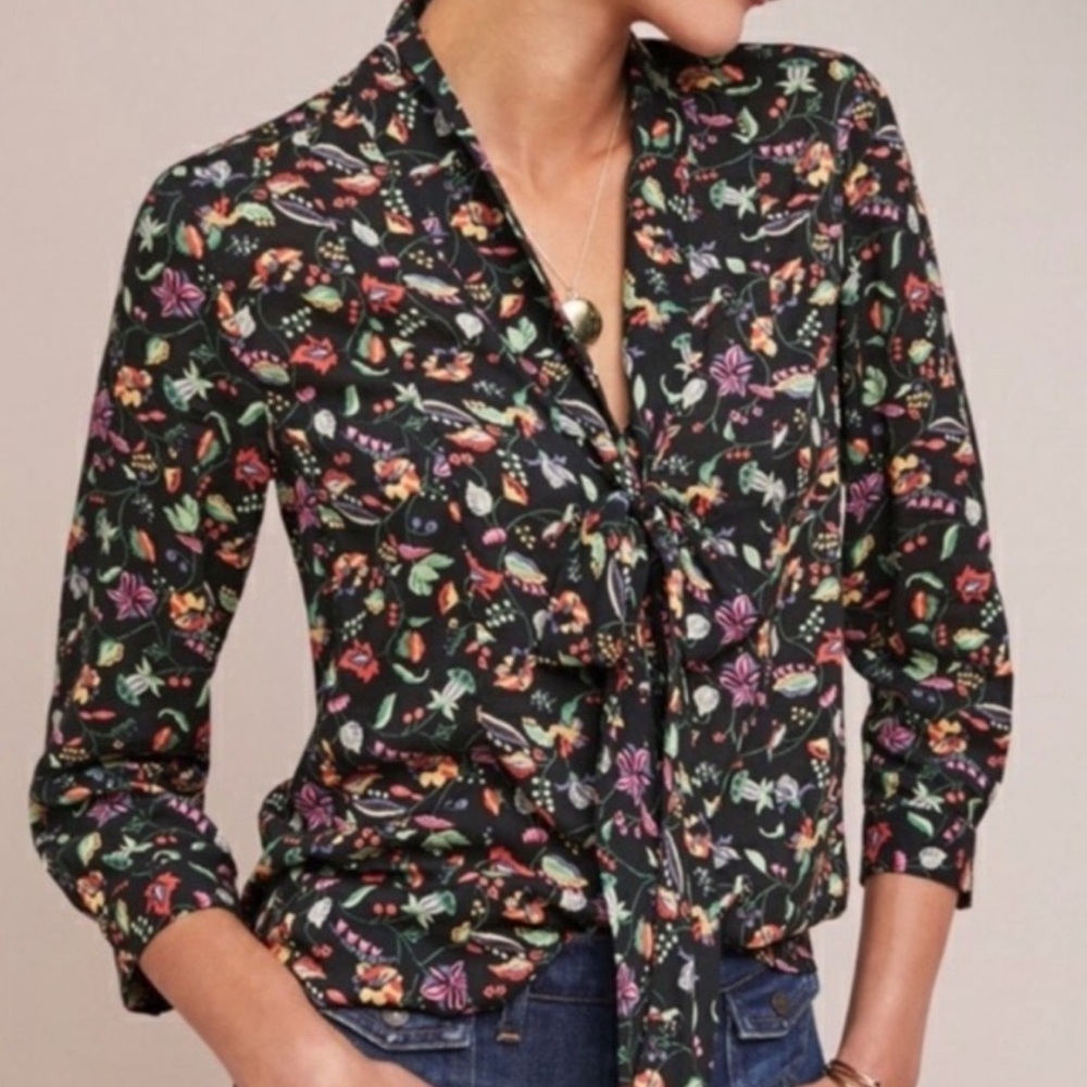 Conversations by Anthropologie 21 of 52 Navy Print Blouse, 0
